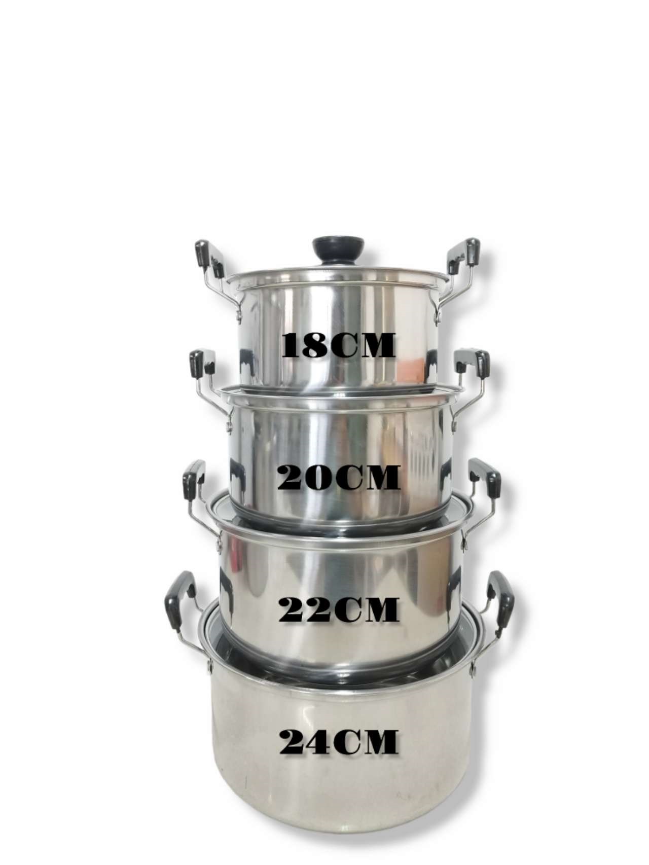 4pcs Set Double High Pot Stainless Steel Kaserola with Glass Cover ...