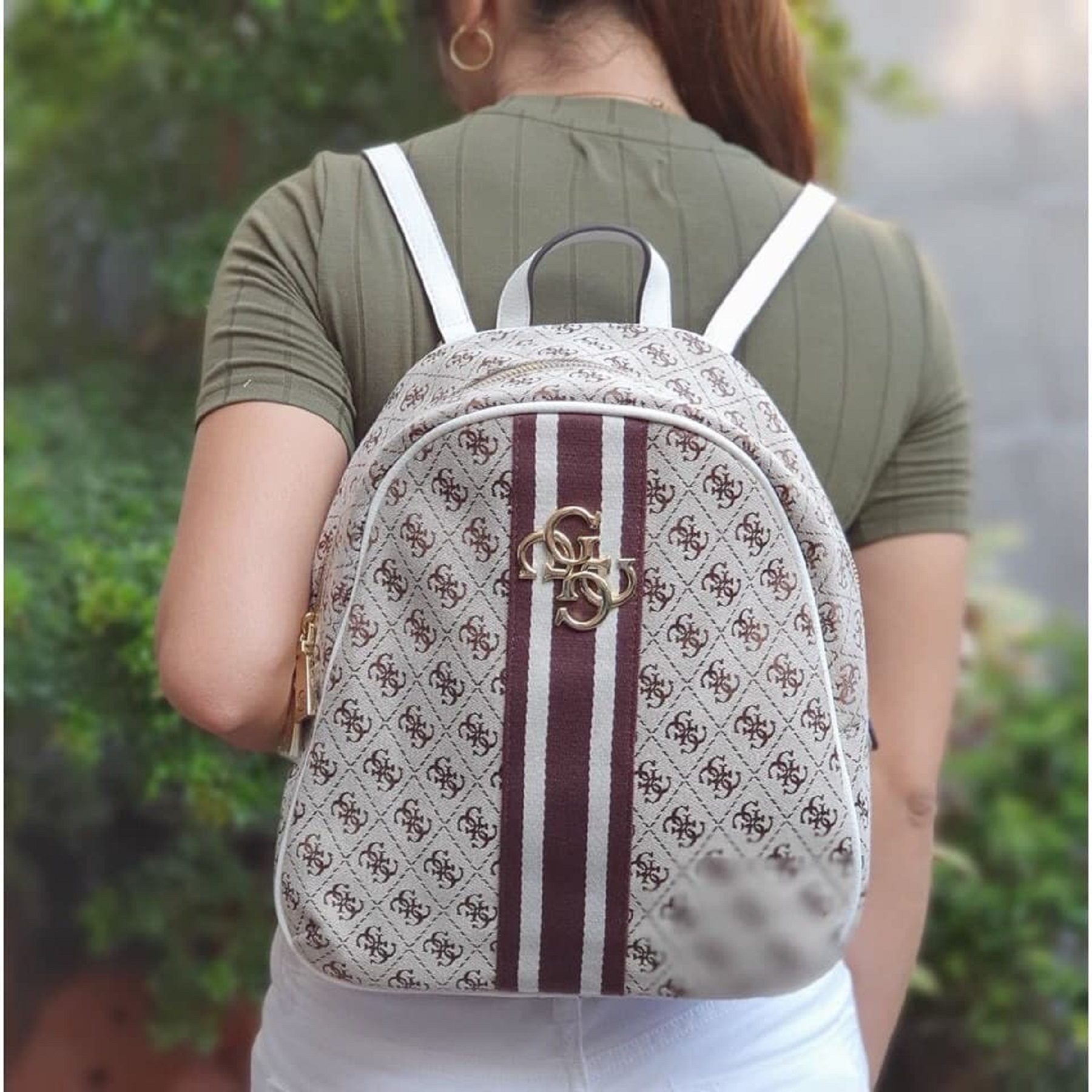 guess vintage logo print backpack