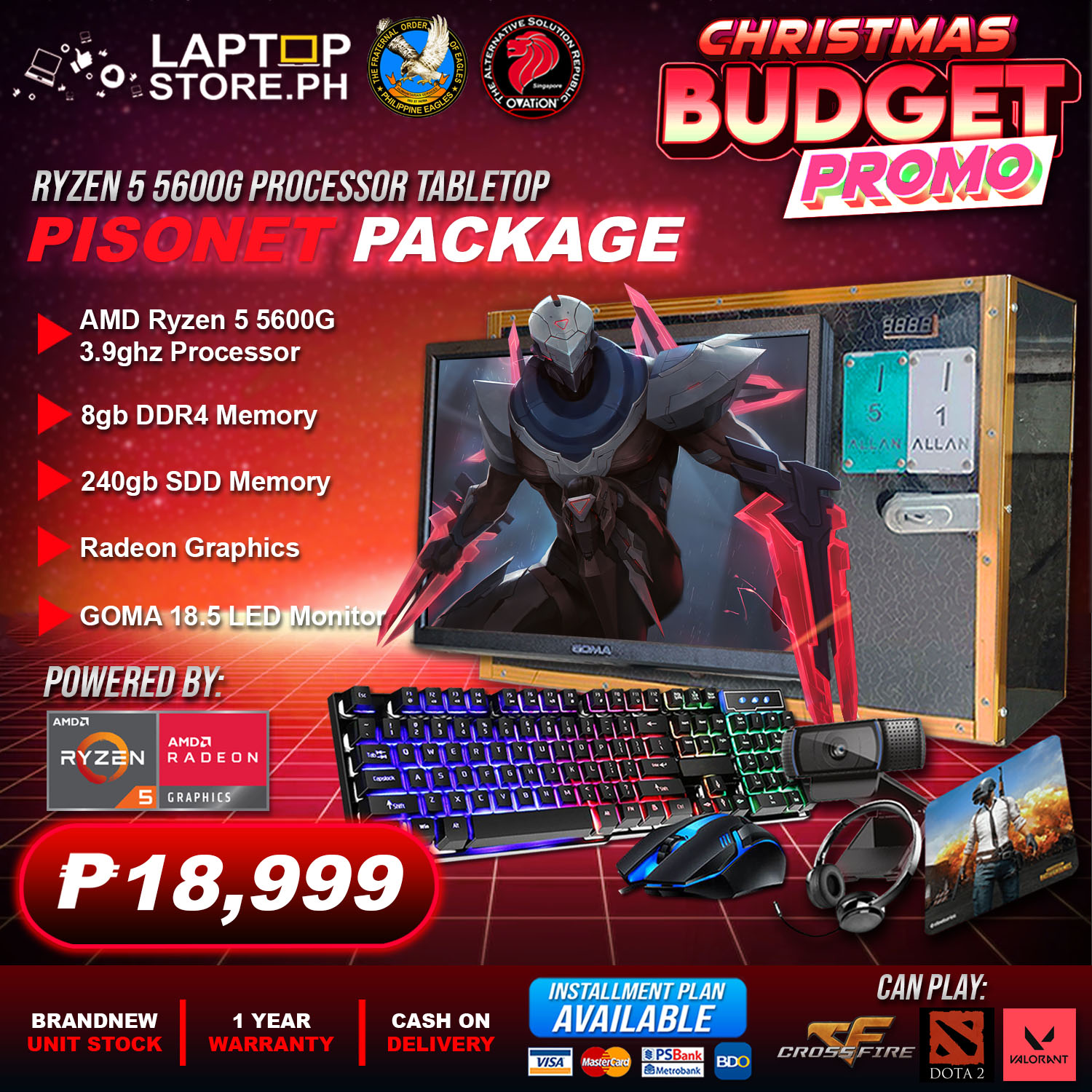 BRANDNEW TABLETOP 5 5600G8gb DDR4 240gb SSD18.5 WIDE