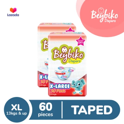 Beybiko Diapers Extra Large (13 kgs up) - 30 pcs x 2 packs (60 pcs) - Taped Diapers
