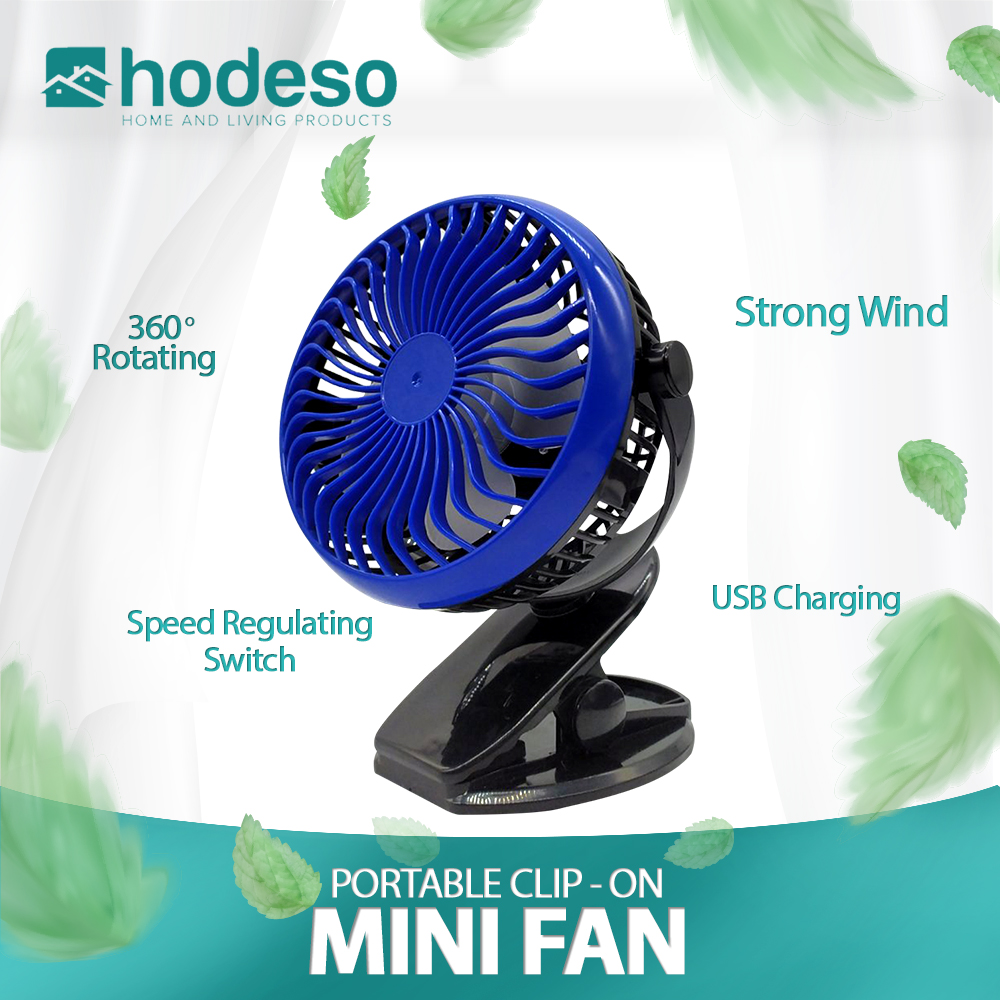 Hodeso Mini Electric Fan With Clip And With Stand USB Rechargeable Clip