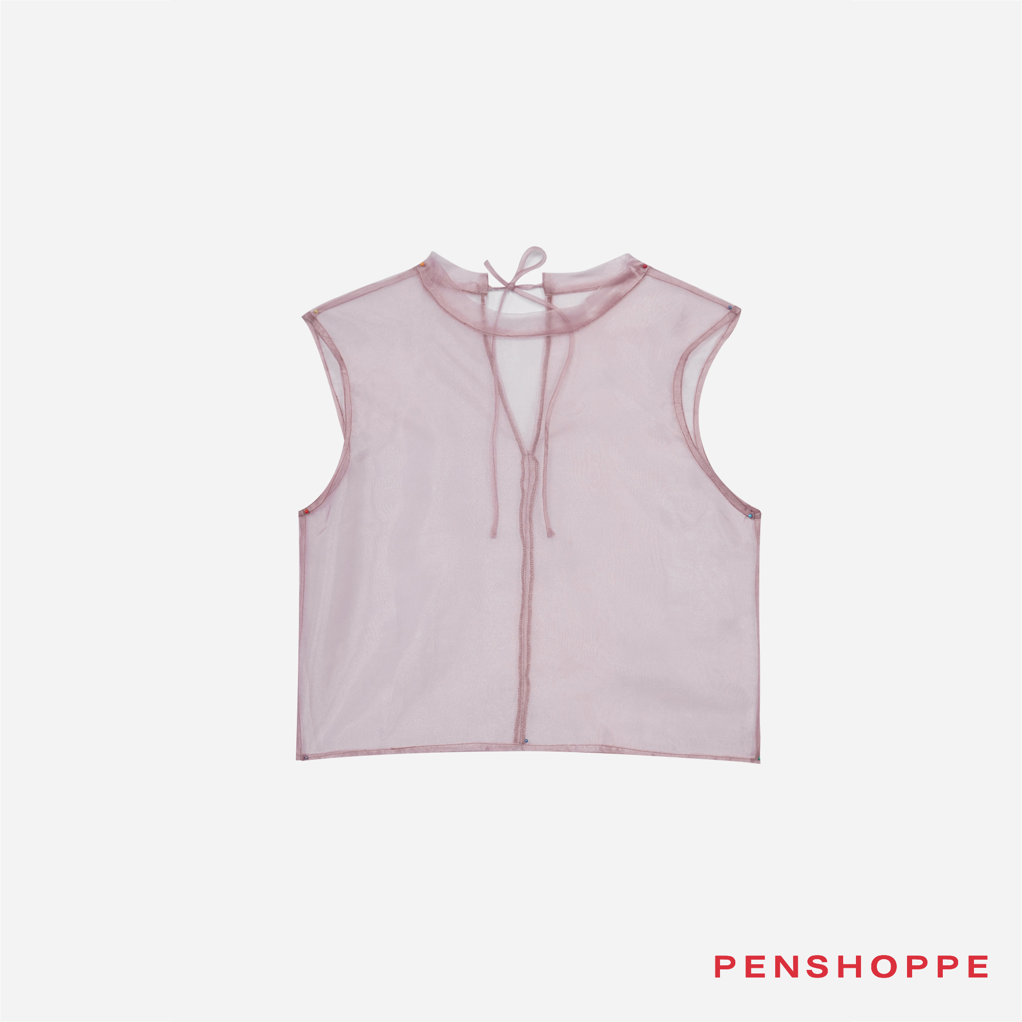 Penshoppe Relaxed Fit Sheer Top With Inner For Women (Black/White)