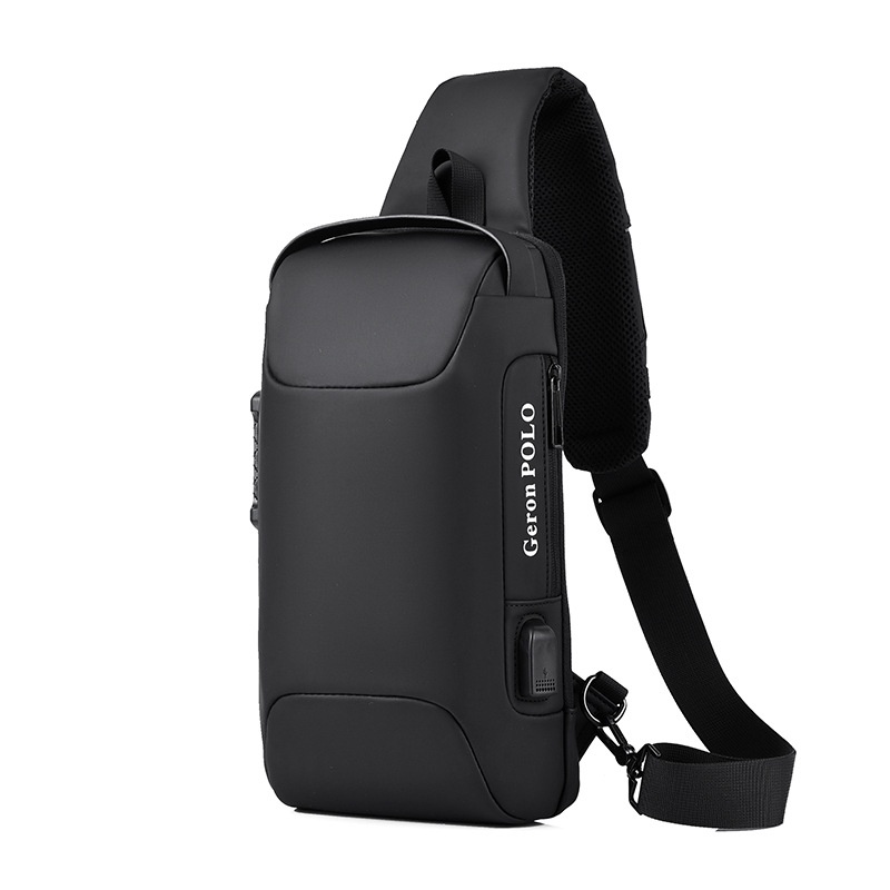 2022 New Men Antitheft Lock Sling Bag Waterproof USB Crossbody Bag