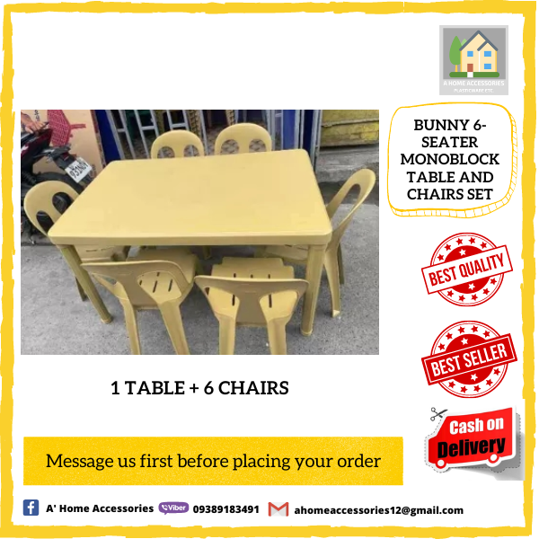 Bunny 6seater Monoblock Table and Chairs Set Lazada PH