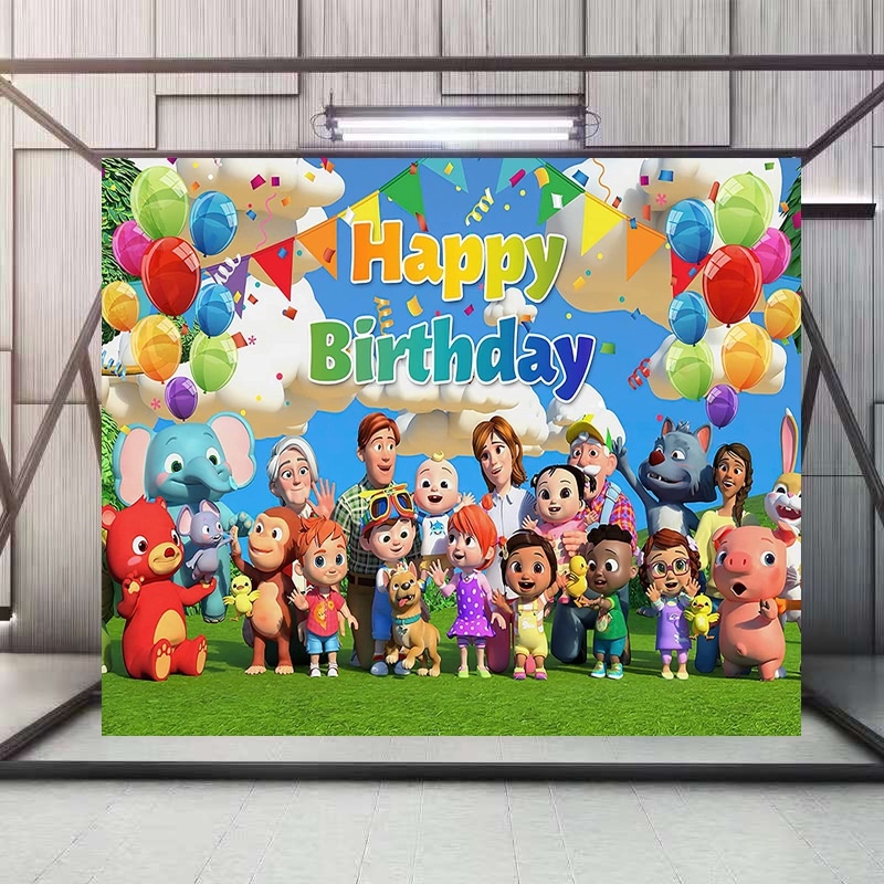 Cocomelon Backdrop Birthday Set Party Background poster Cartoon Theme ...