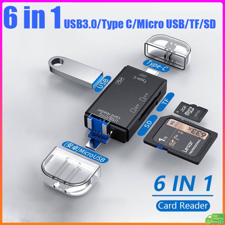 6in1 USB 3.0 Flash Drive TF Card Reader Adapter Type C OTG For Android  Phone PC