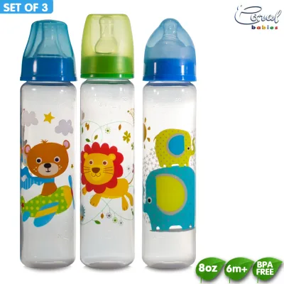 Coral Babies 8oz Clear Feeding Bottles - Set of 3