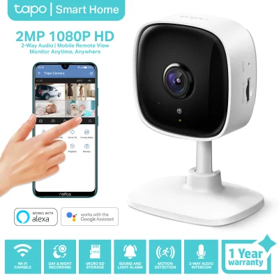 TP-Link Tapo C100 Home Security Wi-Fi Camera | 1080P HD WiFi Camera | Two-way Audio | Wireless CCTV Surveillance Camera | Baby Camera | Indoor IP Cam CCTV Camera Connect to Cellphone | TP LINK | TPLINK Smart Home