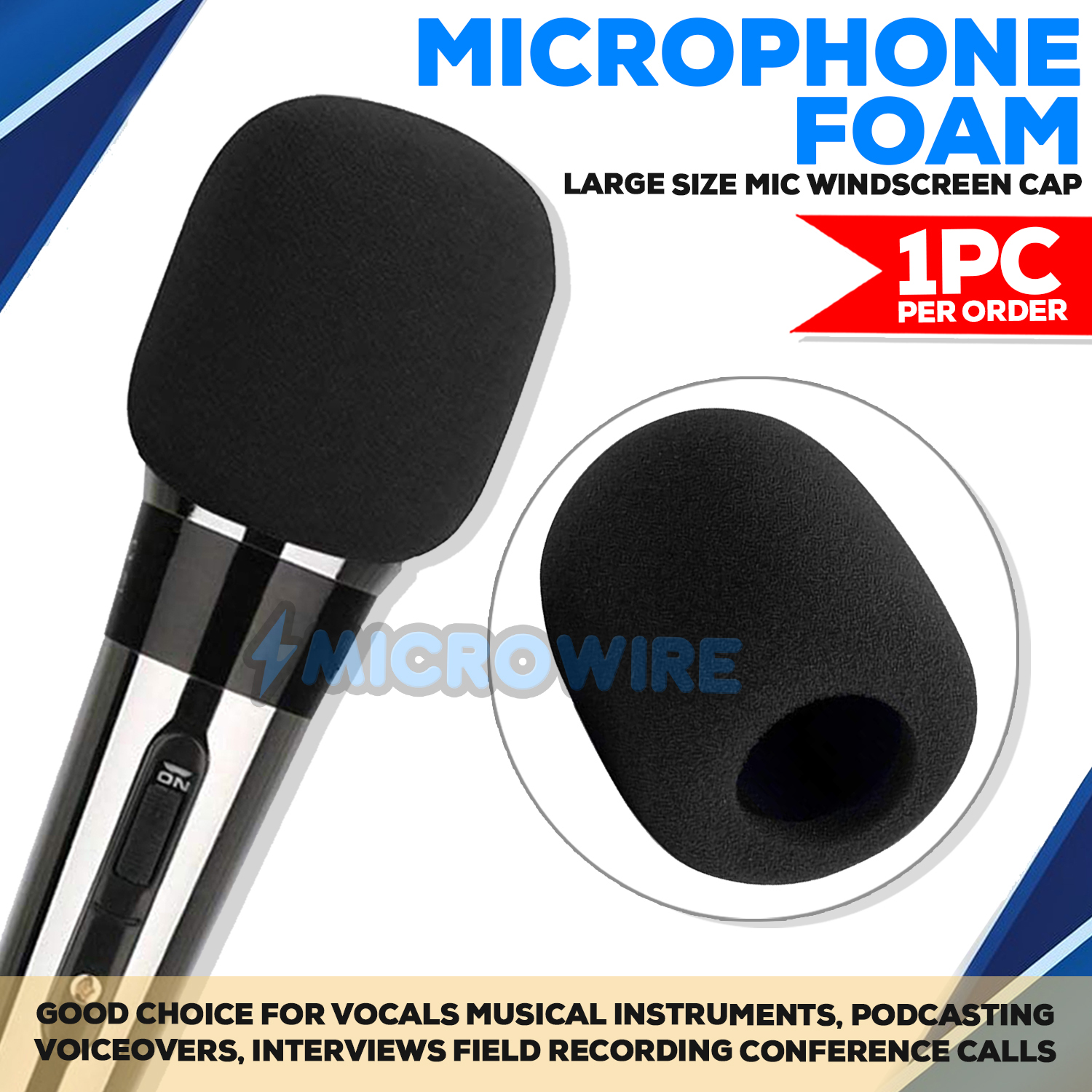 Black Microphone Foam Makapal Microphone Foam Cover Large Size Mic