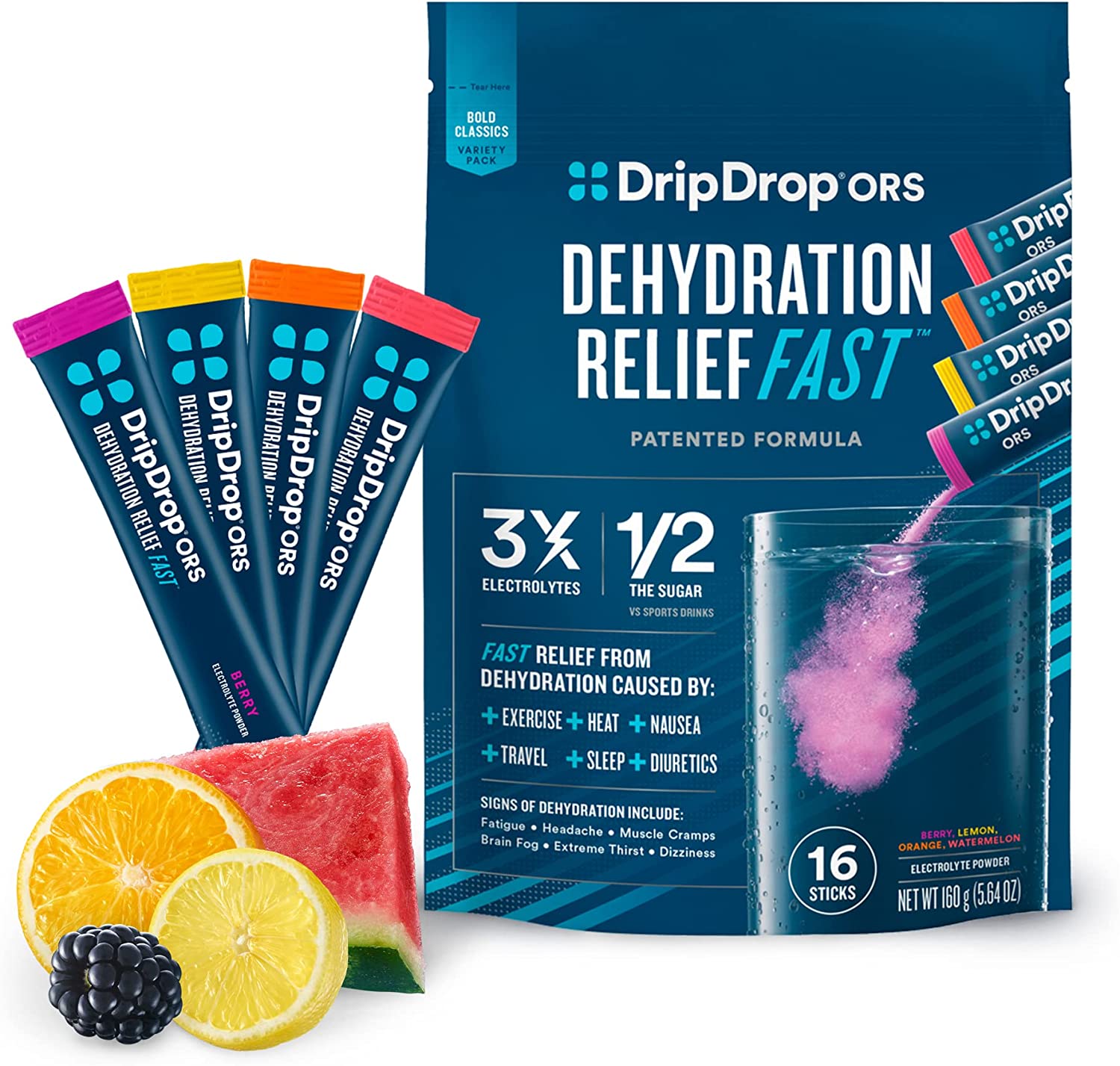 DripDrop ORS Dehydration Relief Fast, VARIETY PACK (4 Watermelon, 4