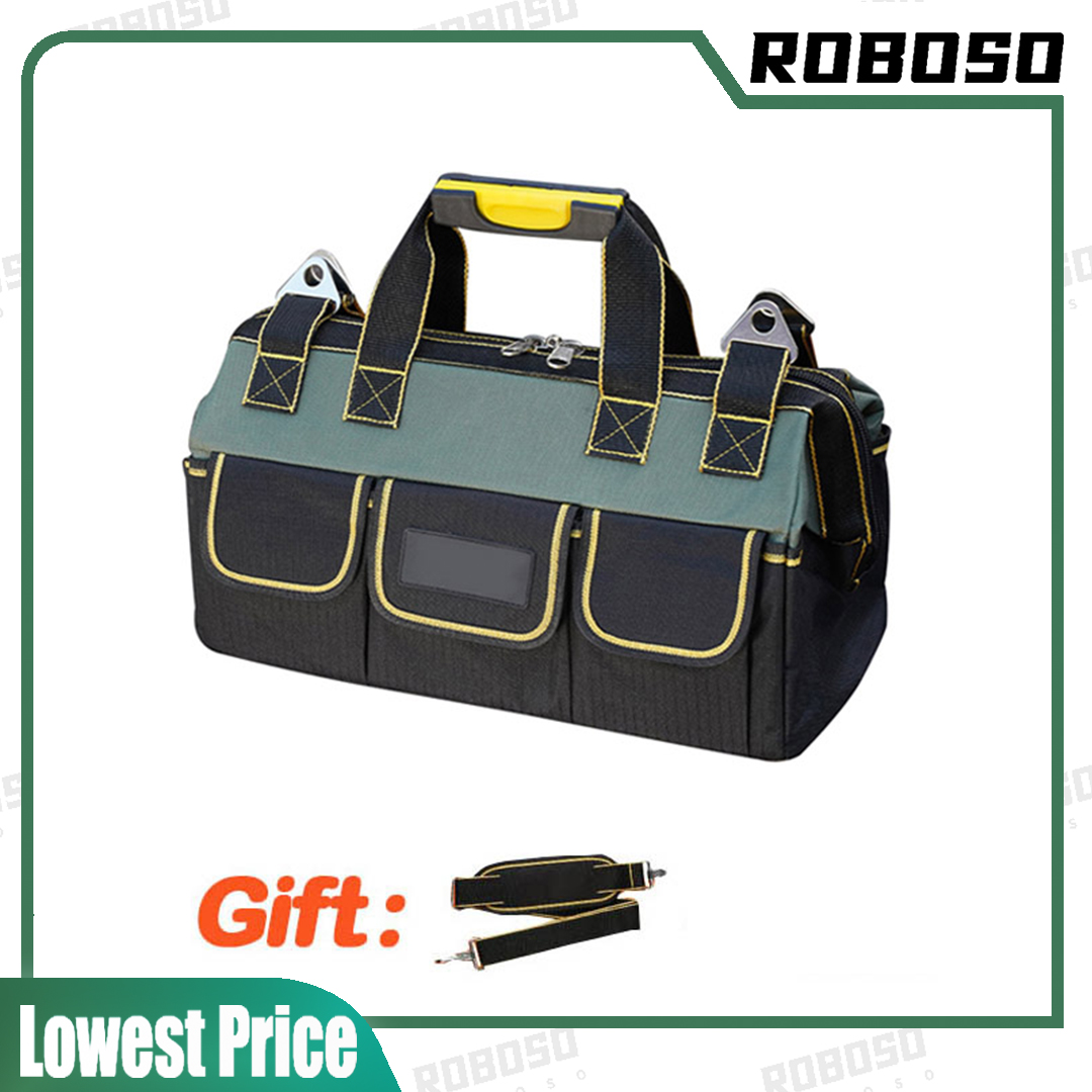 Electrician Tool Bag Oxford Clothing Top Wide Mouth Work Storage Bags Pockets 
