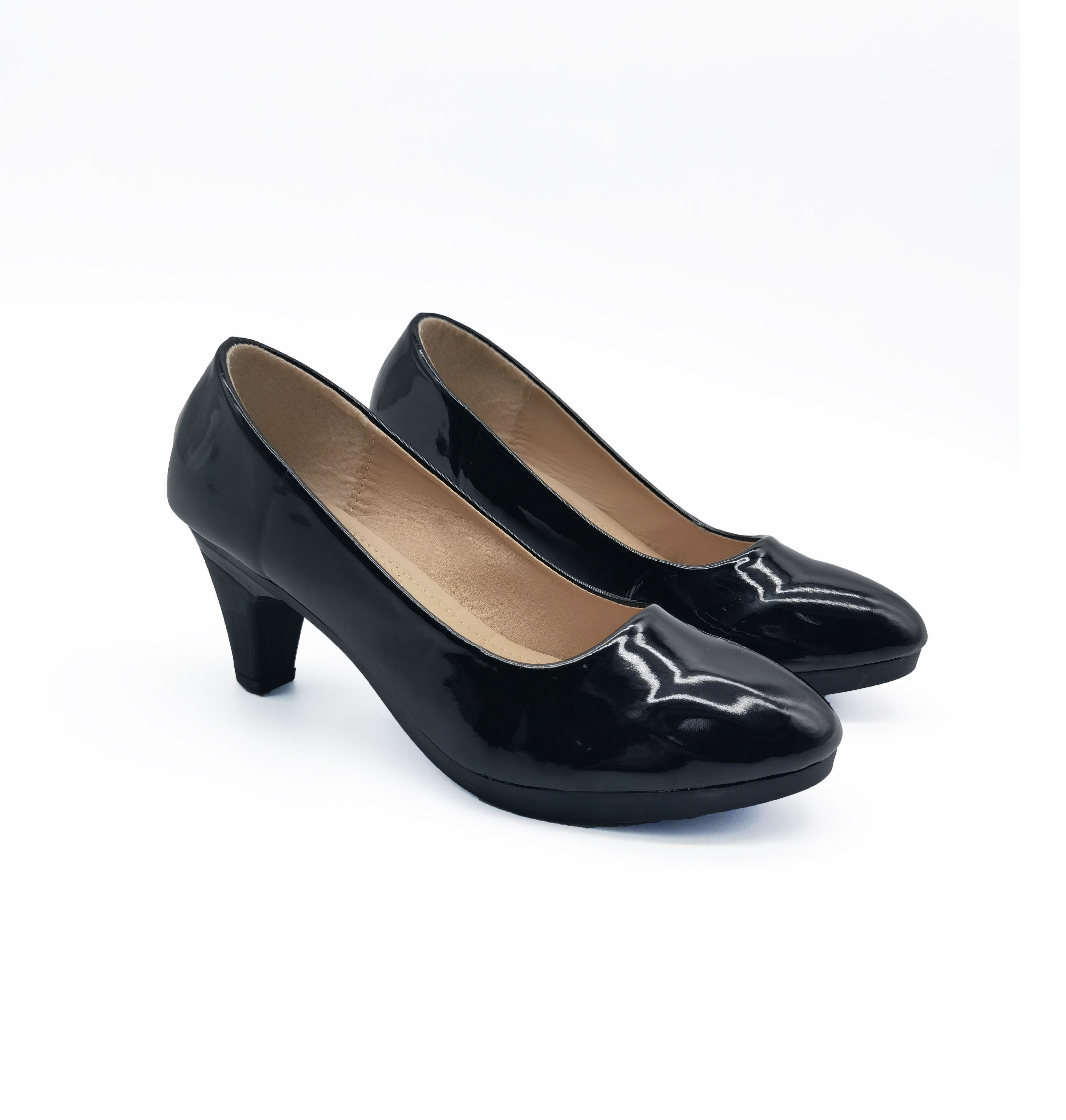 2 inch plain black leather school heels shoes for women girl | Lazada PH
