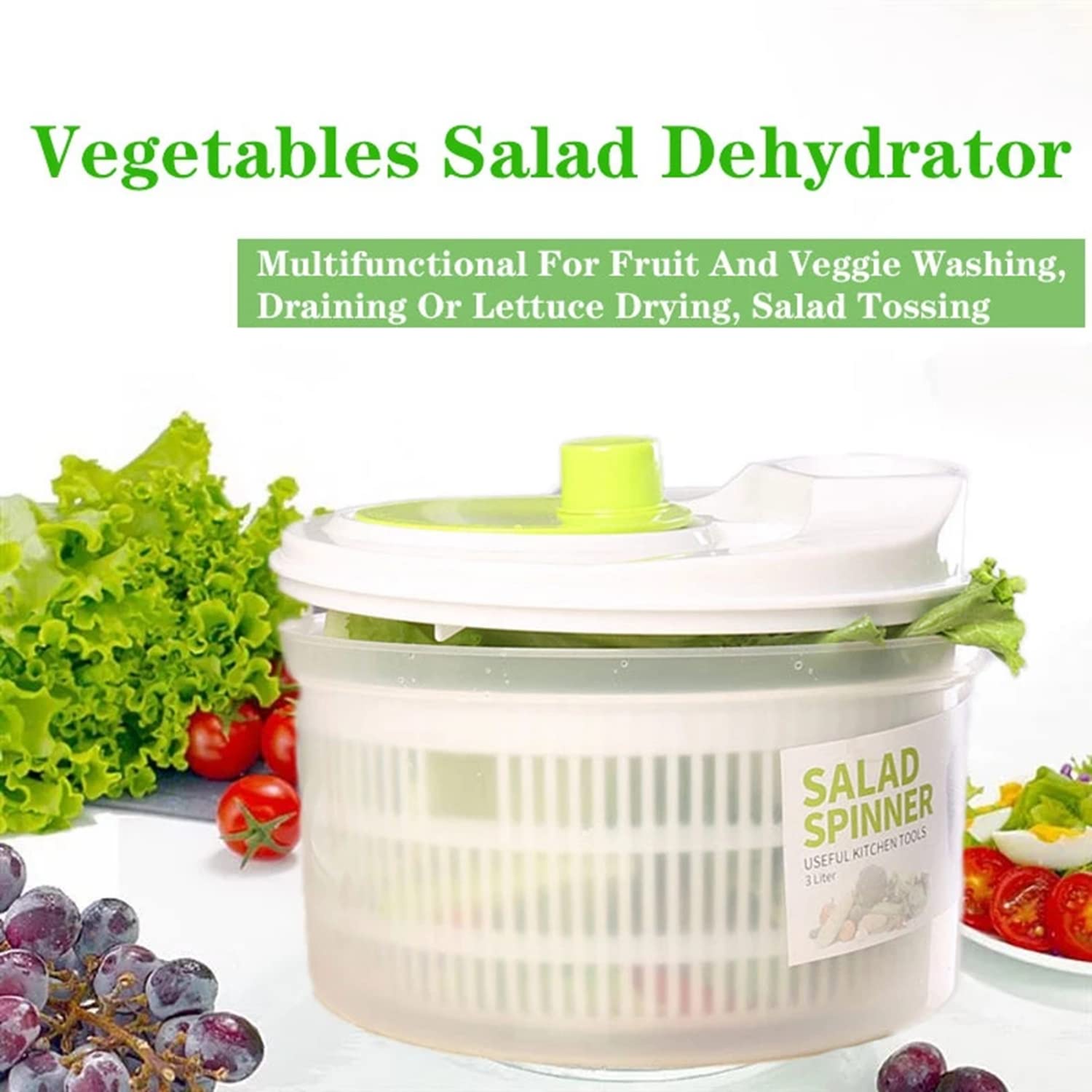 Veggie Spinner Fruits and Vegetables Dryer Quick Dry off Drain Lettuce and Vegetable Salad Spinner Blue 