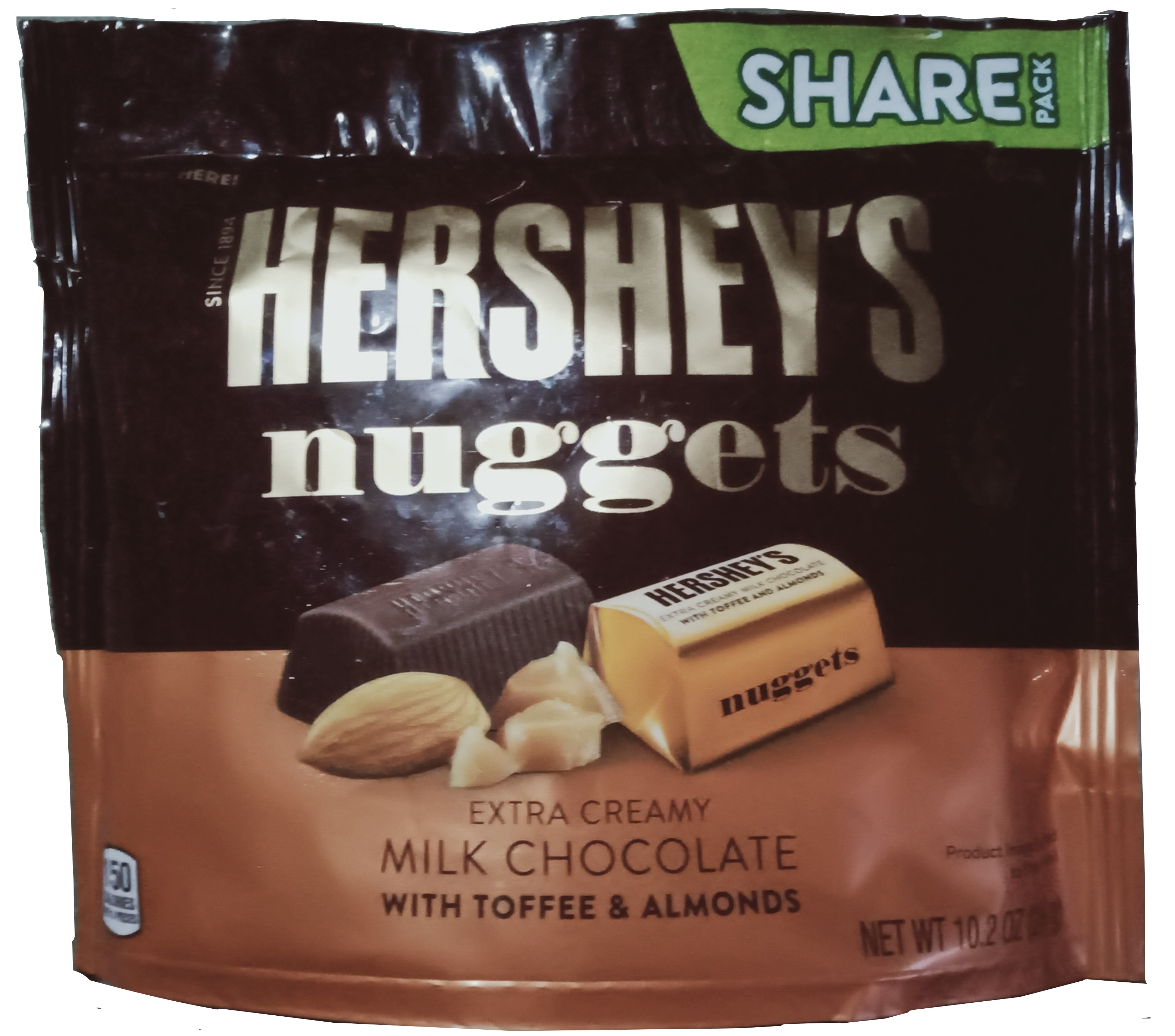 Hershey's Nuggets Extra Creamy Milk Chocolate with Toffee & Almonds, 10 ...