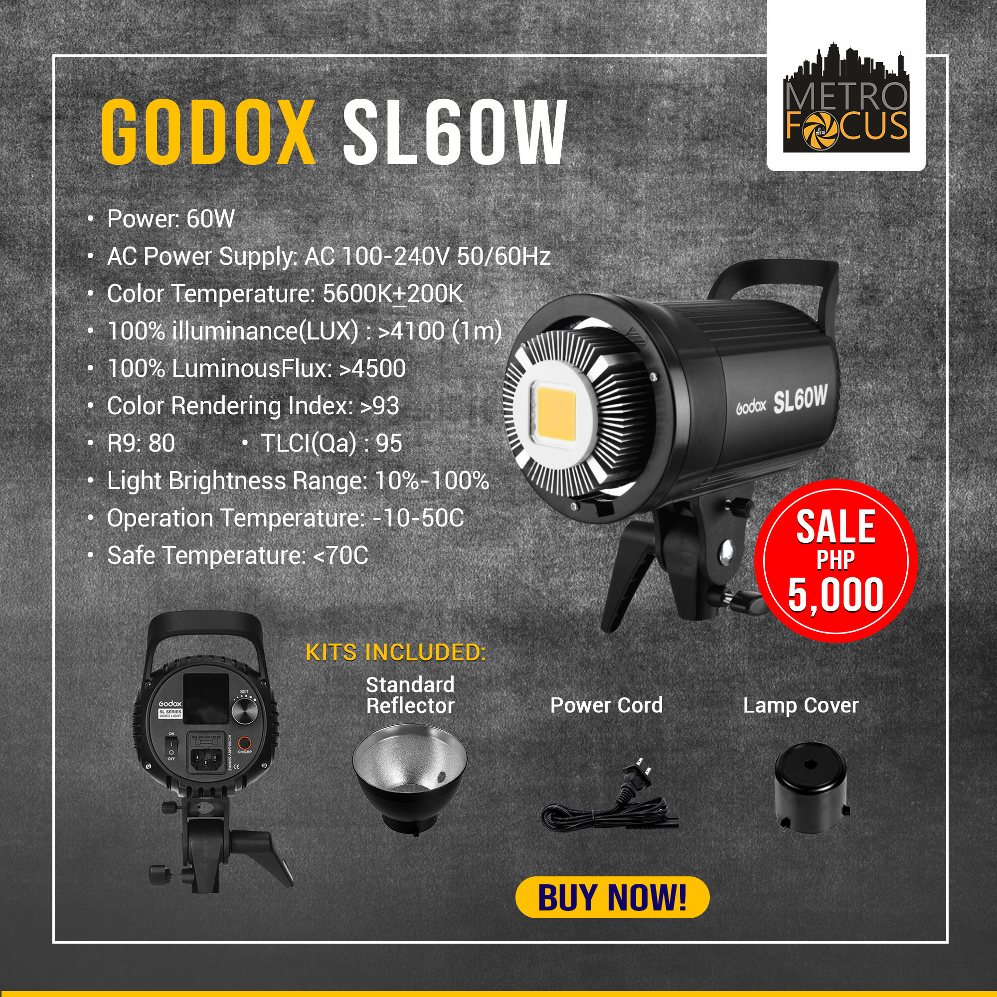 træk vejret lokal kort Godox SL60W LED Video Light (Daylight-Balanced) | Lazada PH