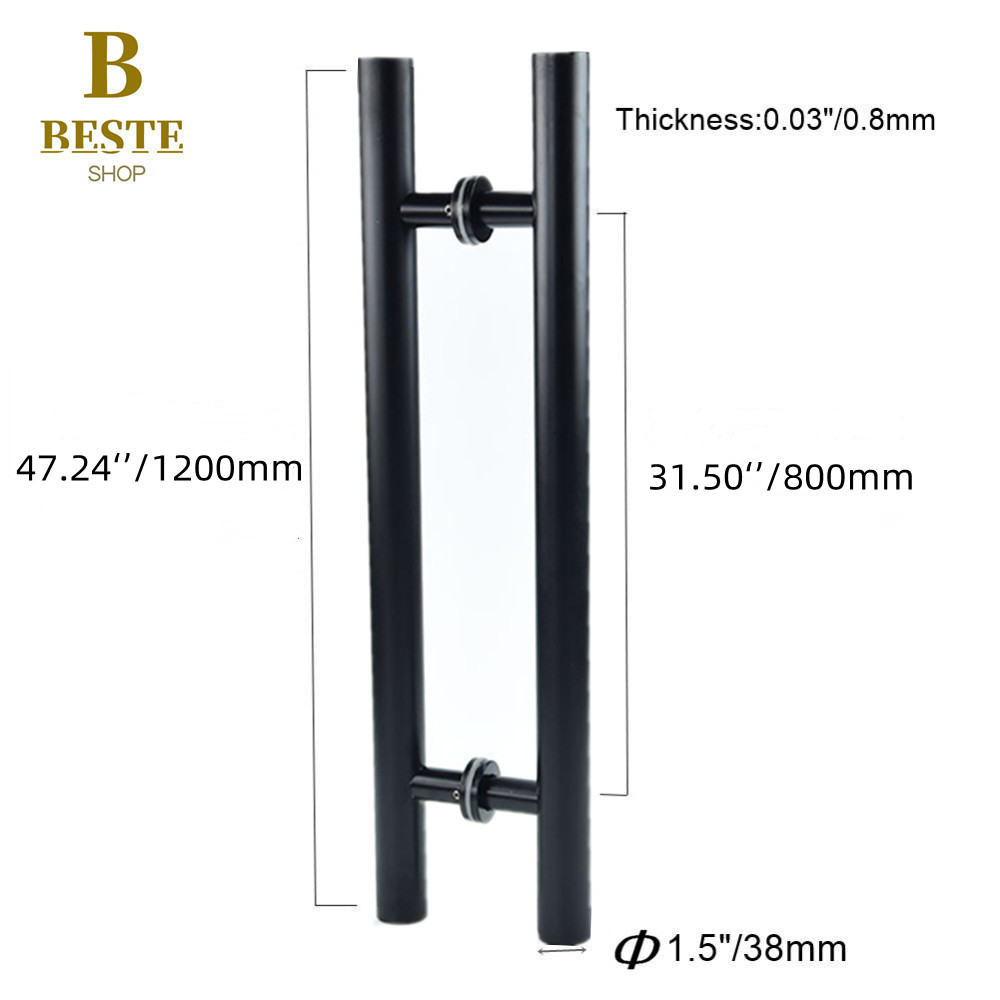 Heavy duty stainless steel frosted black push pull door handle glass