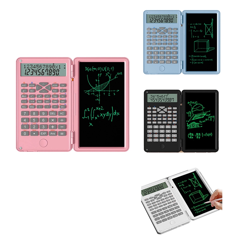Scientific Calculators, 12-Digit LCD Display with Erasable Writing Tablet Foldable for Home School Meeting and Study
