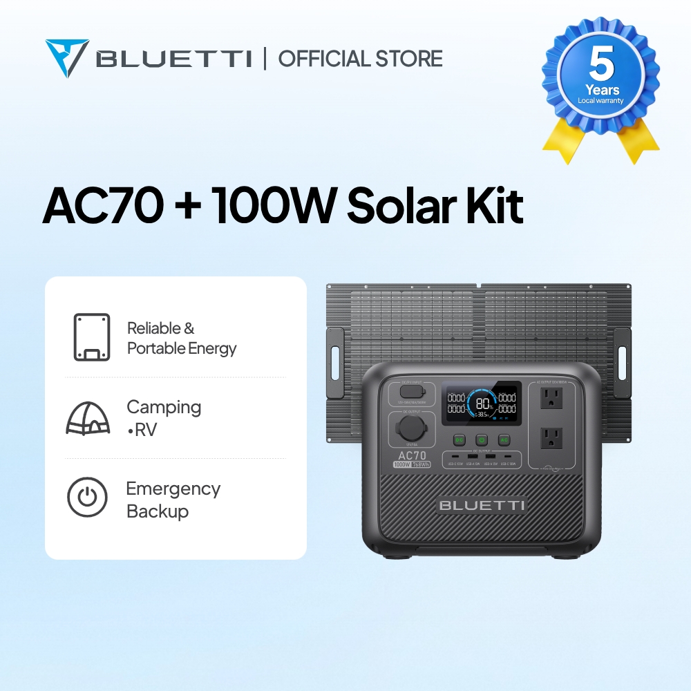 BLUETTI AC70 Portable Power Station with 100W/200W Solar Panel 768WH/1000W, Solar  Generator for Camping | Lazada PH