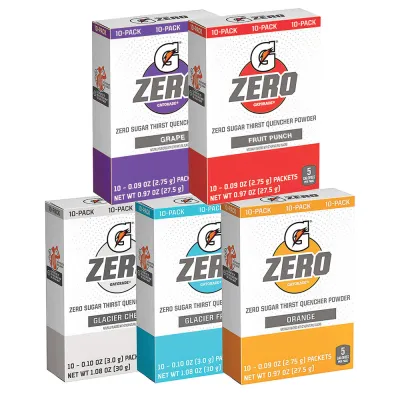 Gatorade G Zero Sugar/ Sugar Free Powder Drink Mix, 0.10oz 1box = 10packets