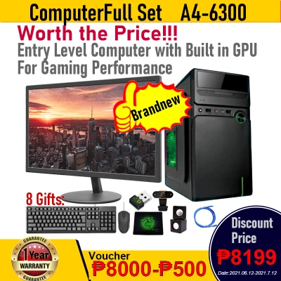 Desktop Computer Set PC full set computer for gaming pc AMD Dual core 3.9GHZ A4 6300 Built-in AMD Radeon HD8370D Graphics 8G ddr3 1600 with 120G ssd 240G ssd 1TB with 19inch Provision Monitor DIY Desktop Computer for office learning school computer (1)