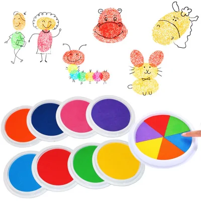 5210BIYU Preschool Learning Cardmaking Kids Education Hand Print Drawing Toys Ink Pad Finger Painting Stamp