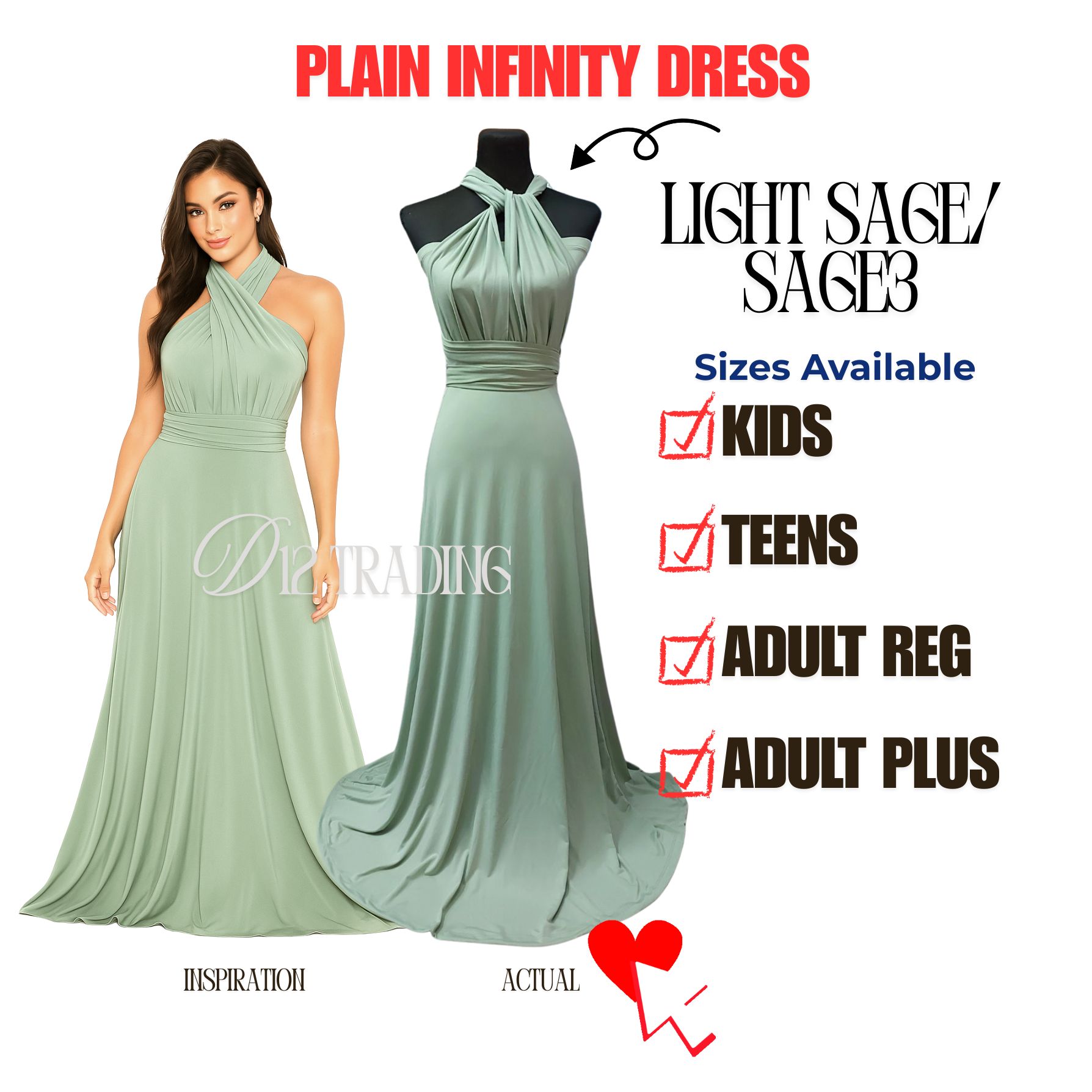 light green infinity dress Dark Green Bridesmaid Dresses, Long Bridesmaid Dresses, Short Bridesmaid Dresses, Size 0-24 main image 0
