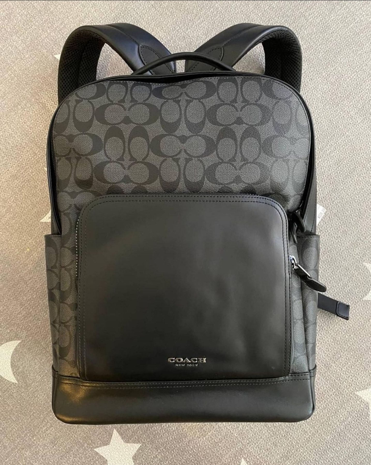 Coach F38755 Graham Zip Backpack in Charcoal Signature Coated