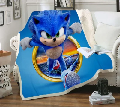 Anime Sonic the Hedgehog 3D Printed Fleece Blanket for Beds Quilt Fashion Bedspread Sherpa Throw Blankets for Adults Kids