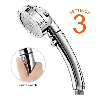Handheld Shower Head High Pressure Chrome 3 Spary Setting with ON/OFF Pause Switch Water Saving Adjustable Luxury Spa Detachable Multi-functions Bathroom Puppy Shower Accessories