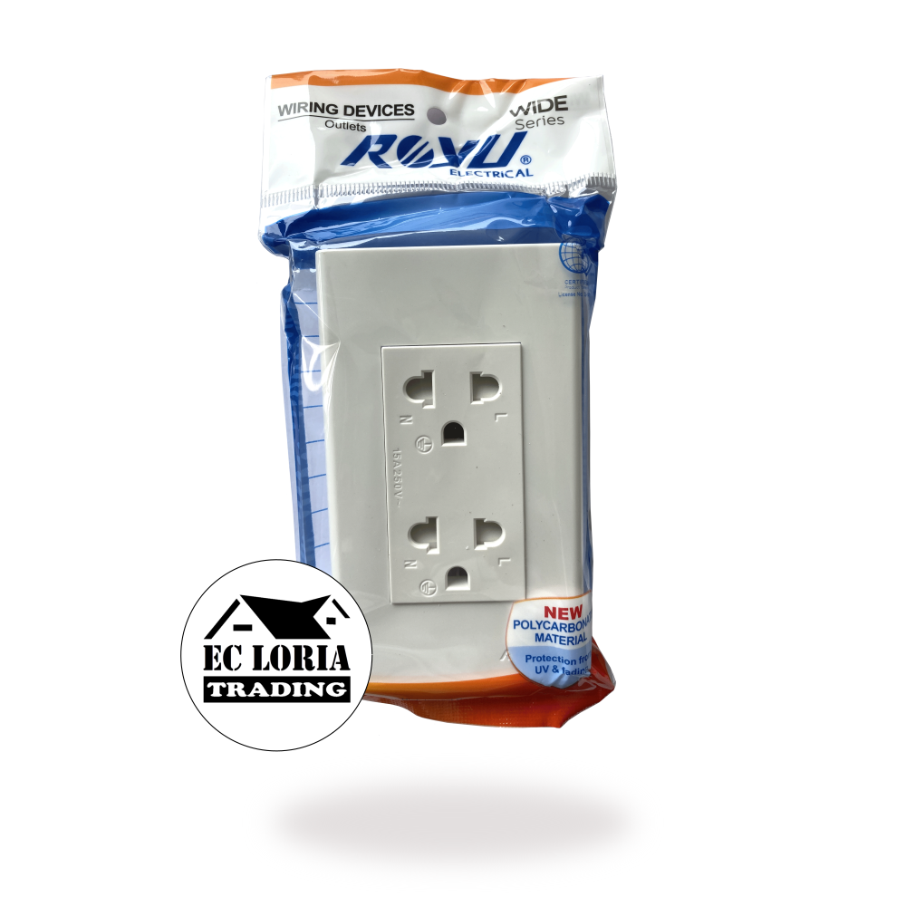 Royu Electrical Duplex Universal Outlet with Ground and Shutter Set