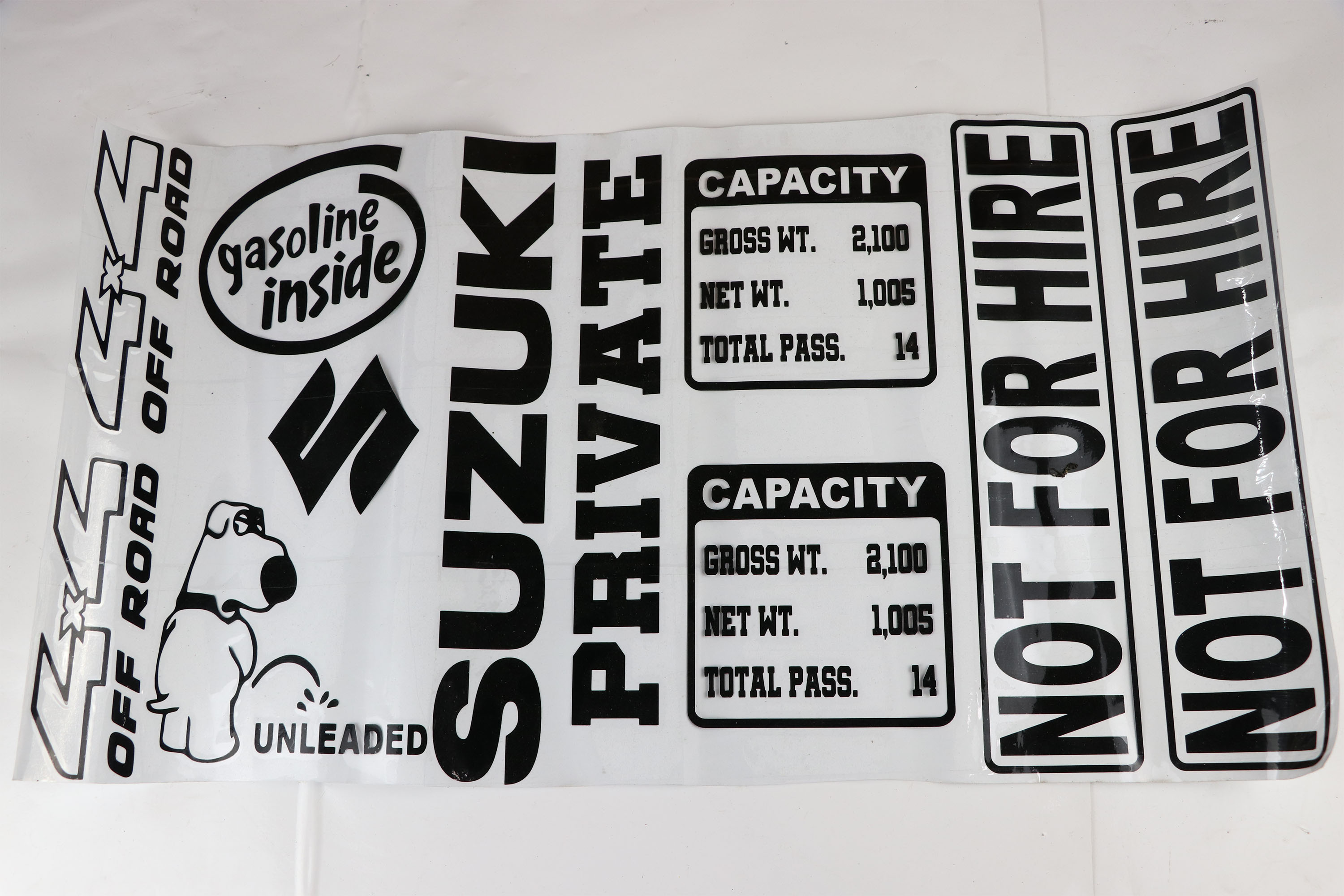 Suzuki Multicab Sticker/Decals Set Capacity, Not for Hire, Private, 4X4 ...
