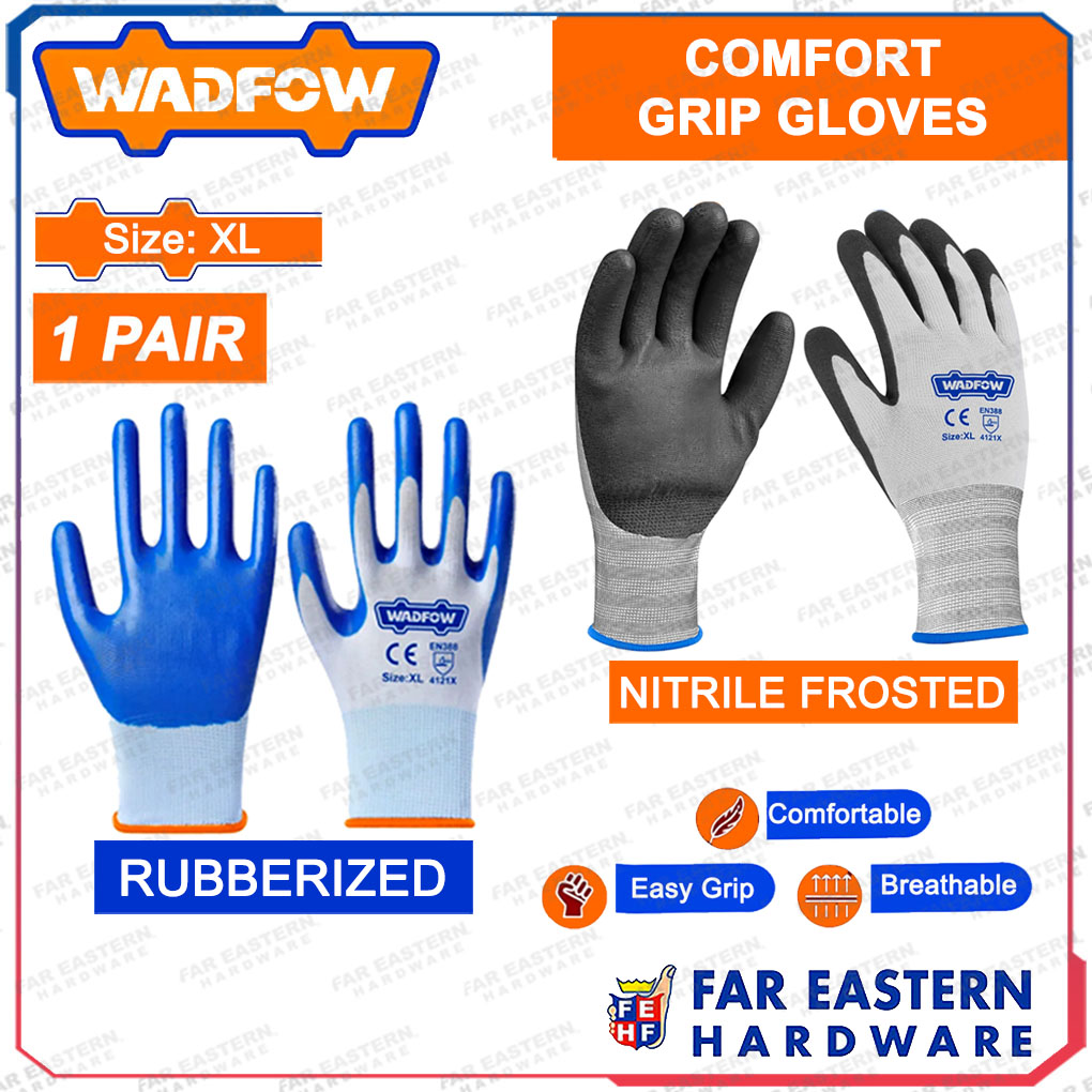 WADFOW Comfort Grip Rubber Rubberized Nitrile Gloves Latex