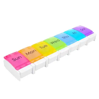 Weekly Pill Organizer 7 Days Press Button Tablet Pill Box Case Container