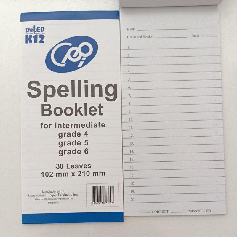 Spelling Booklet Primary & Intermediate Grade 16 Lazada PH