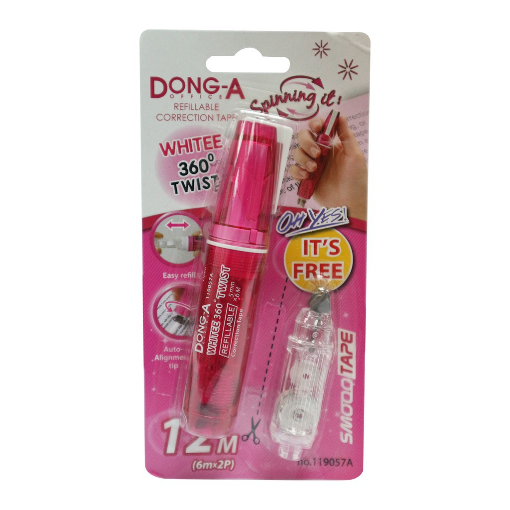 DongA Whitee 360 RT Refillable Correction Tape ( Retractable ) with