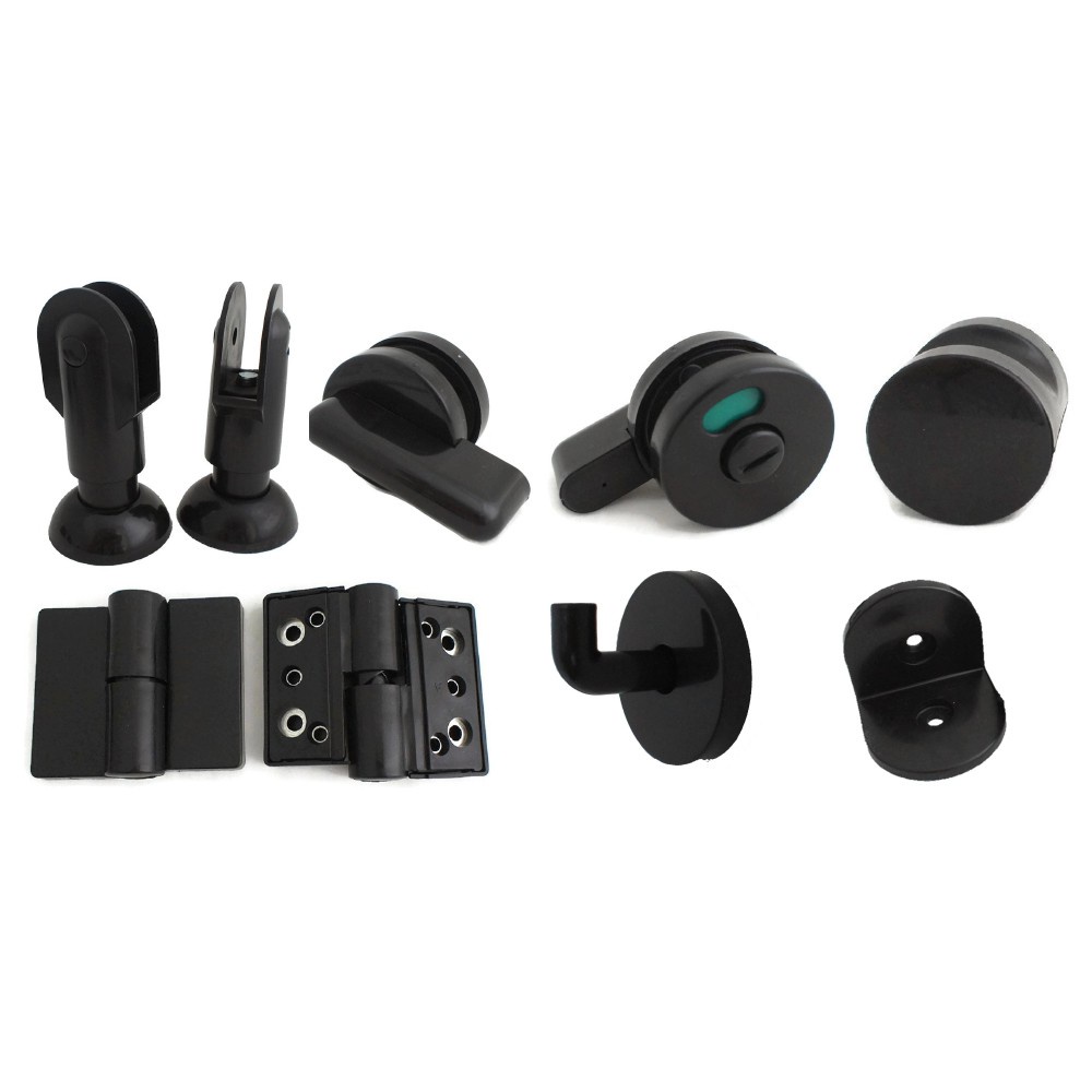 1 Set Black Nylon Toilet Partition Toilet Partition Door Lock Braces ...