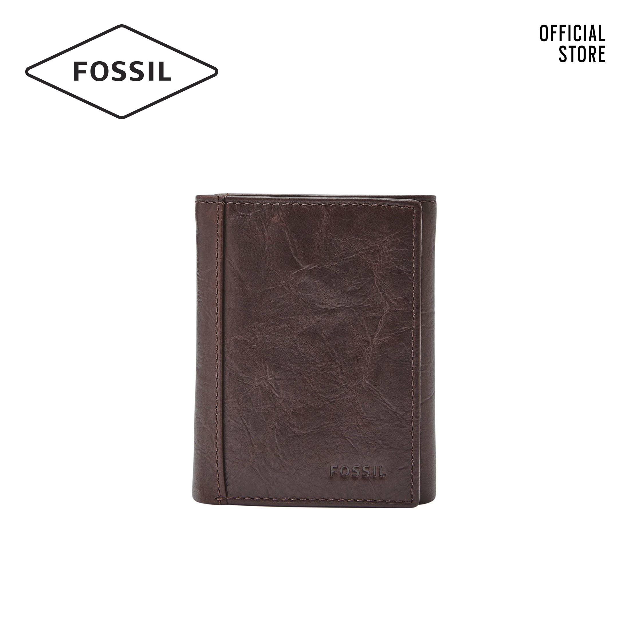 Fossil Neel Trifold Leather Brown 