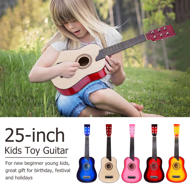 Gửi Đồ Chơi Trẻ Em 25-Inch Của Muslady, Đàn Ghi Ta Nhạc Cụ Guitar Trẻ Em 6 Dây Cầu Gỗ Dán Merbau Với Dây Chọn Túi Vải Làm Sạch Điều Chỉnh Capo
