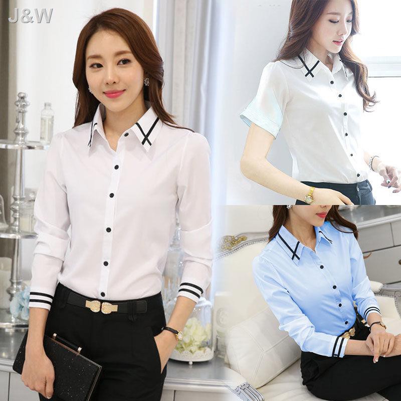 S-5XL plus size Korean white shirt women office wear ladies long sleeve  straight slim professional overalls blouse top | Lazada PH