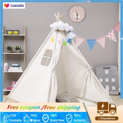 【🇵🇭LOCAL SHIP】Kids Teepee Tent Cotton Canvas Play Tent Play House Indian Children Toy Tent for Girls / Boys Indoor Outdoor 110cm / 135cm / 160cm Height