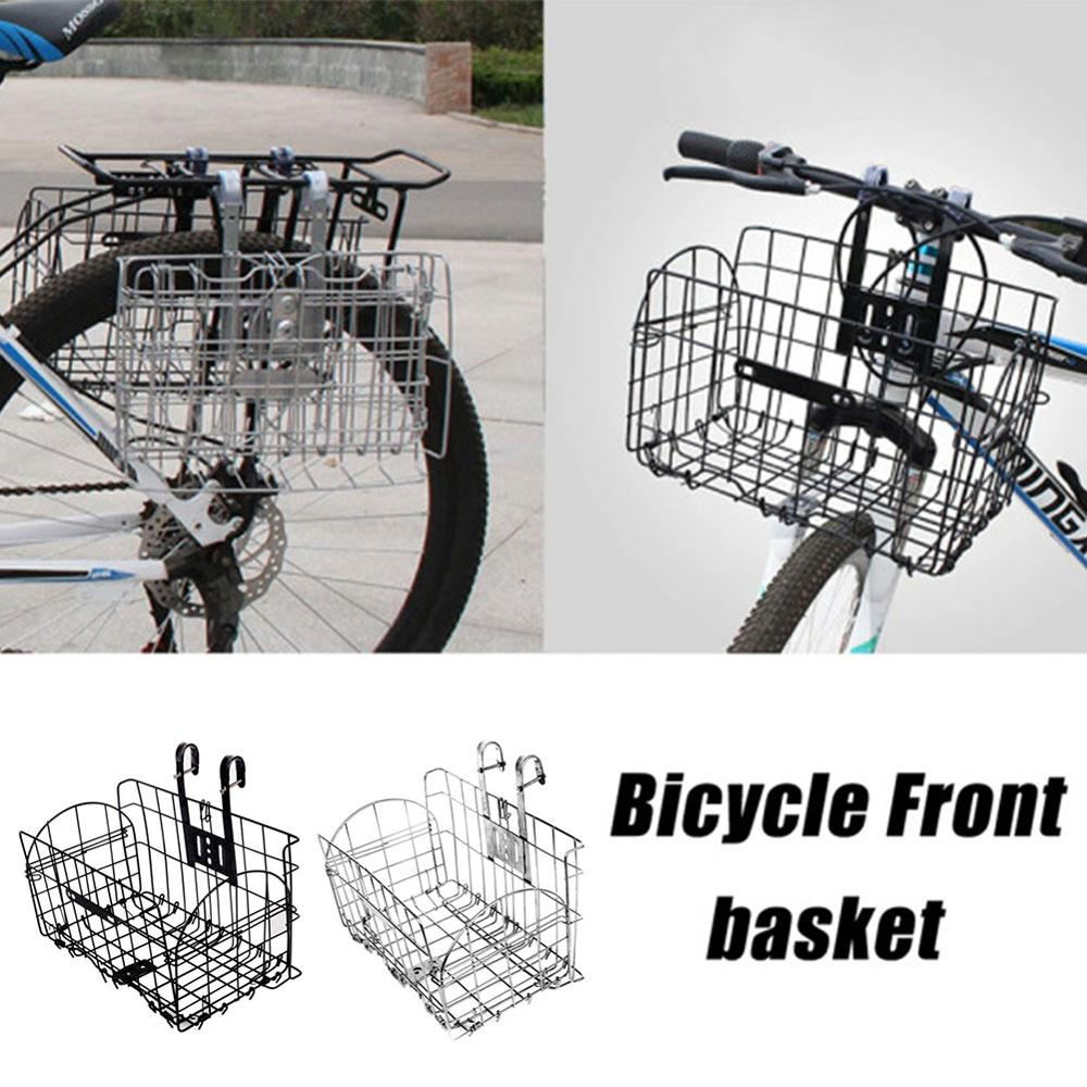 Bike Bicycle Basket Bag Foldable Metal Wire Basket Front Bag Rear