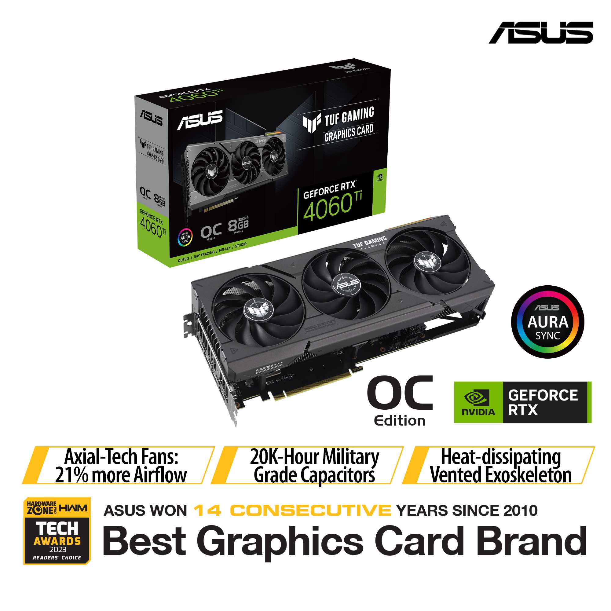 ASUS TUF Gaming GeForce RTX™ 4060 Ti OC Edition Gaming Graphics Card (PCIe  4.0, 8GB GDDR6, DLSS 3, HDMI 2.1a, DisplayPort 1.4a)