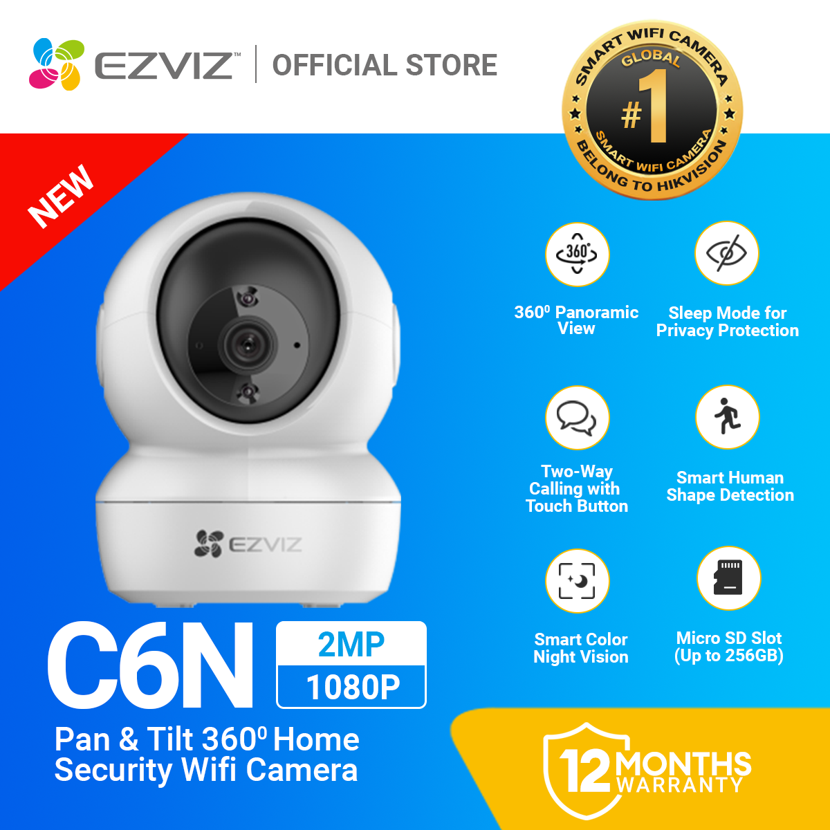 Blink Camera EZVIZ H6c Pro 2K Indoor Security Camera With 360u00b0