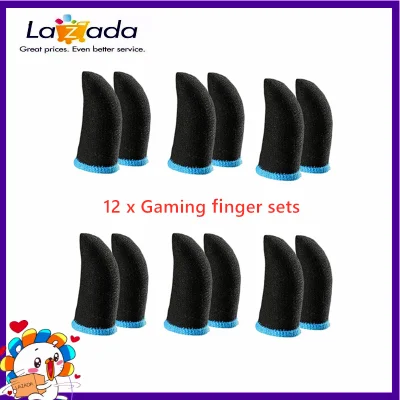 18-Pin Carbon Fiber Finger Sleeves for PUBG Mobile Games Contact Screen Finger Sleeves(12 Pcs)
