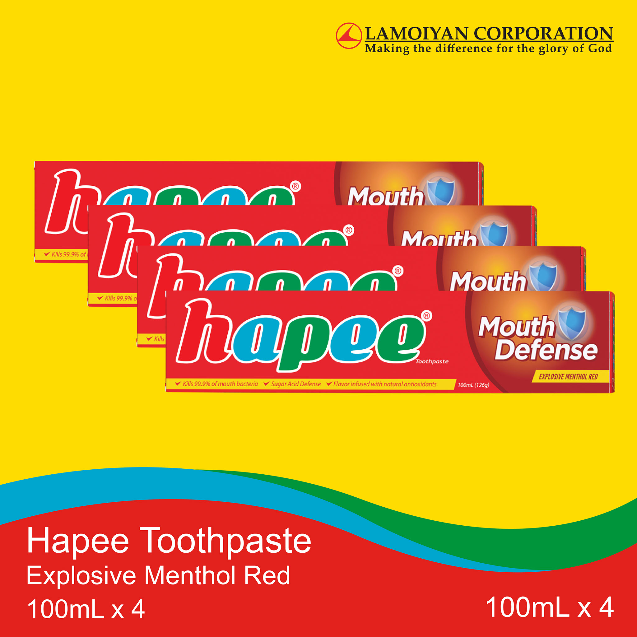 Hapee Toothpaste Explosive Menthol Red 100mL x 4 Lazada PH