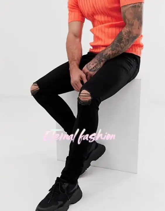 black skinny jeans ripped knee mens