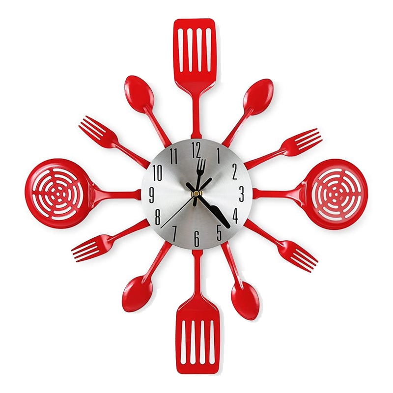 16 Inch Large Kitchen Wall Clocks with Spoons and Forks,3D Tableware
