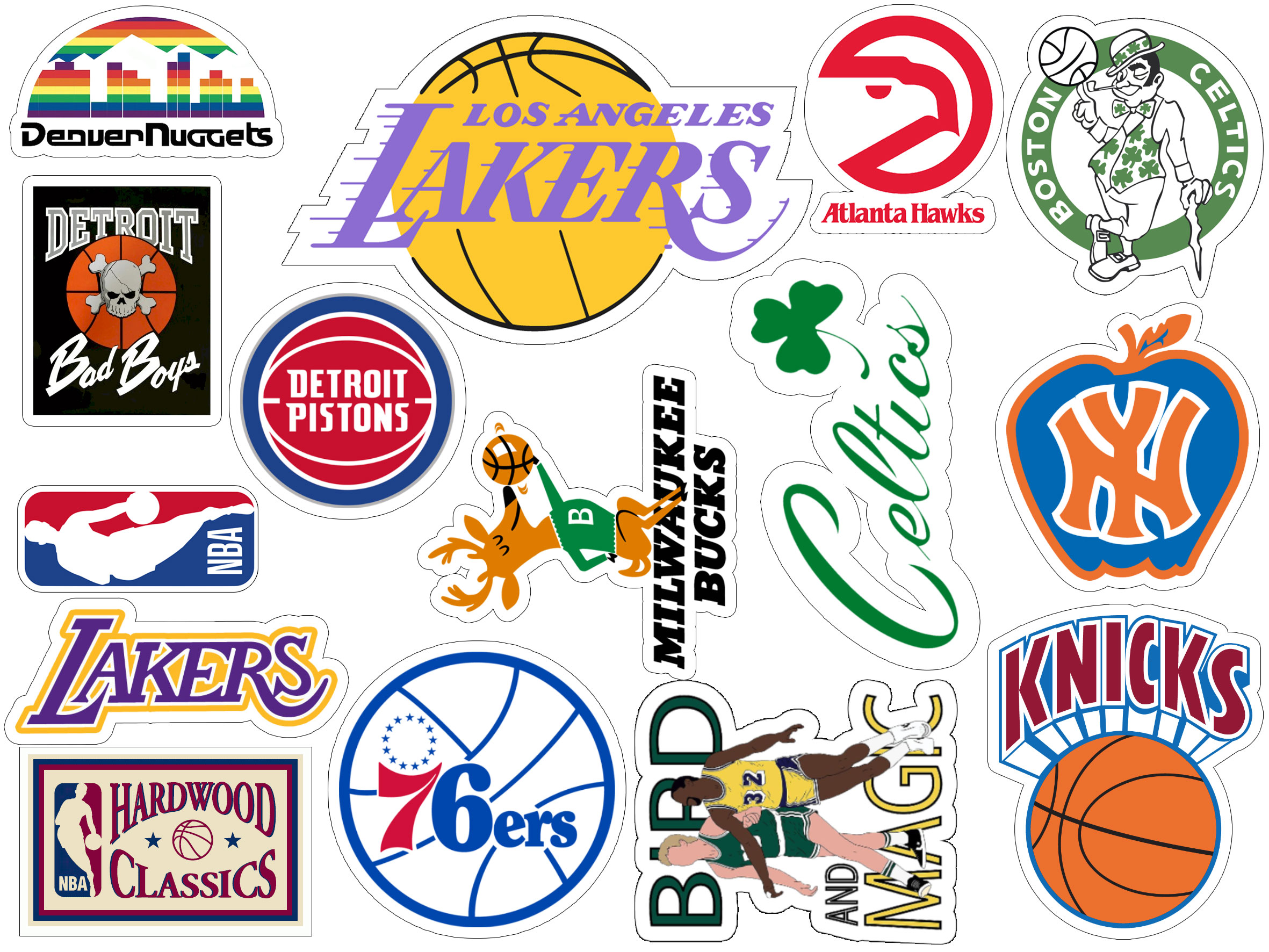 80s Nba Teams Logos Vinyl Sticker Pack Vintage Basketball Stickers For Phones Laptops