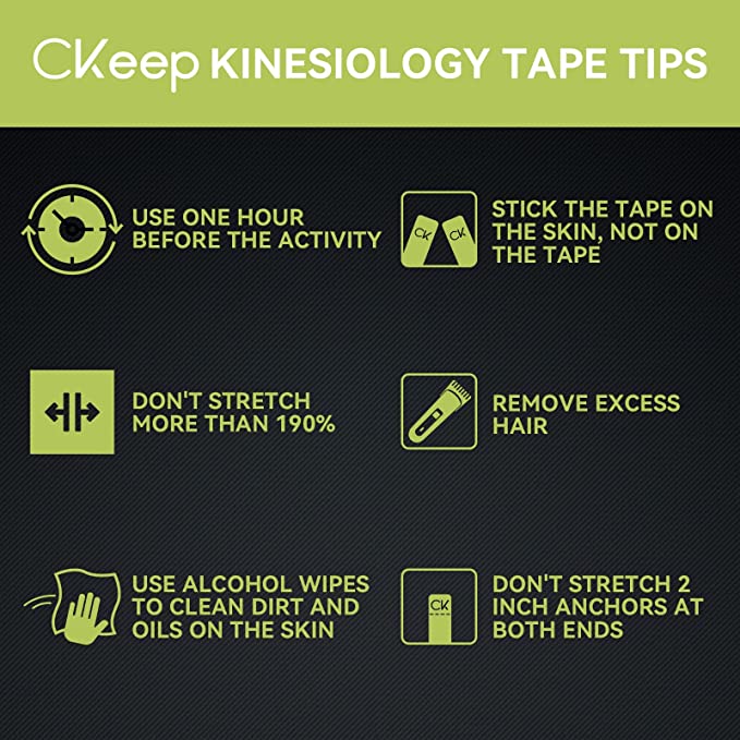 CKeep Kinesiology Tape (2 Rolls), Original Cotton Elastic Premium