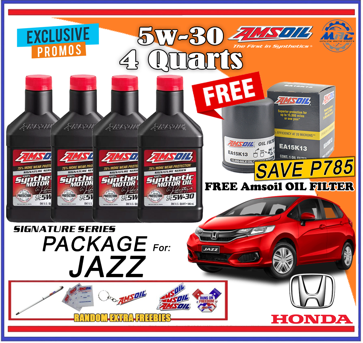 AMSOIL Signature Series 5W30 4 quarts FREE Oil Filter Package for